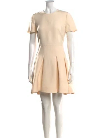 Pre-owned Valentino Virgin Wool Mini Dress In Neutrals