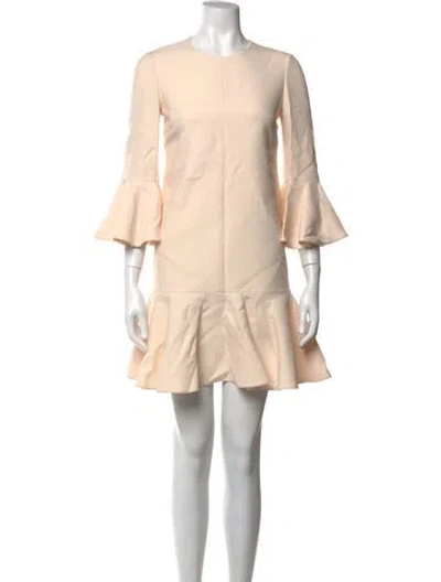 Pre-owned Valentino Virgin Wool Mini Dress In Neutrals