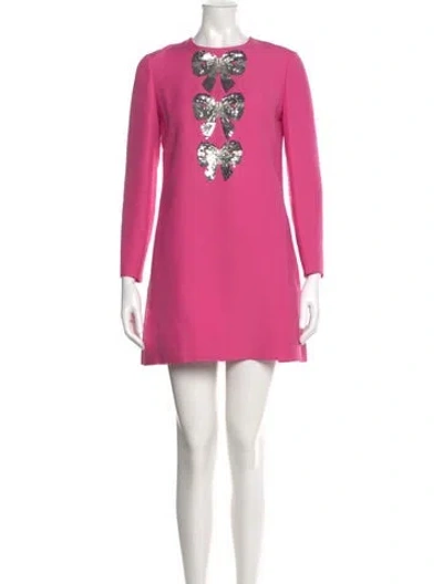 Pre-owned Valentino Virgin Wool Mini Dress In Pink