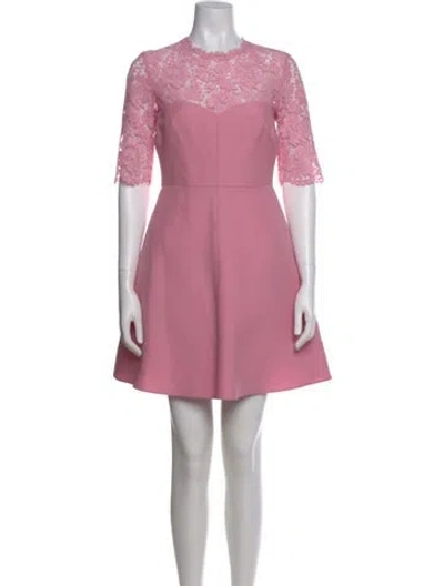 Pre-owned Valentino Virgin Wool Mini Dress In Pink
