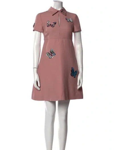 Pre-owned Valentino Virgin Wool Mini Dress In Pink