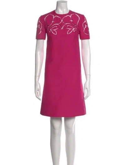 Pre-owned Valentino Virgin Wool Mini Dress In Pink