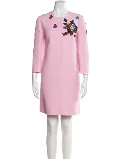 Pre-owned Valentino Virgin Wool Mini Dress In Pink