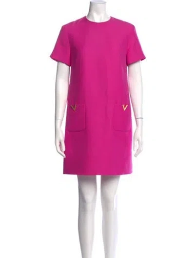 Pre-owned Valentino Virgin Wool Mini Dress In Pink