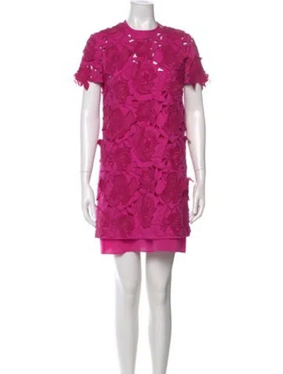 Pre-owned Valentino Virgin Wool Mini Dress In Pink