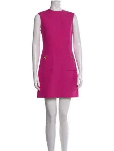 Pre-owned Valentino Virgin Wool Mini Dress In Pink