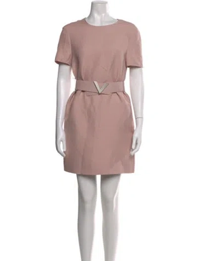 Pre-owned Valentino Virgin Wool Mini Dress In Pink