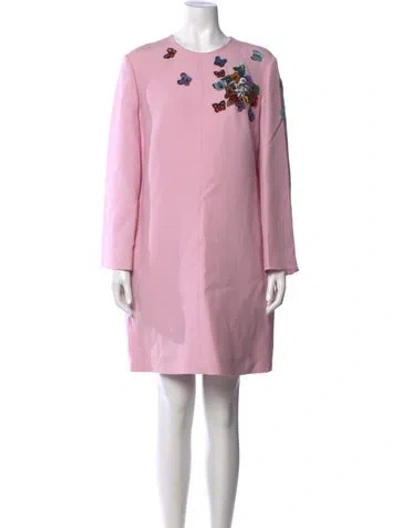 Pre-owned Valentino Virgin Wool Mini Dress In Pink