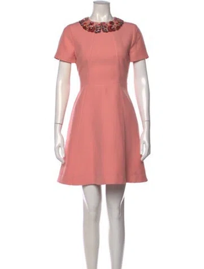 Pre-owned Valentino Virgin Wool Mini Dress In Pink