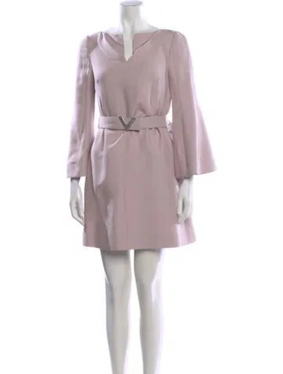 Pre-owned Valentino Virgin Wool Mini Dress In Purple