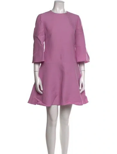 Pre-owned Valentino Virgin Wool Mini Dress In Purple