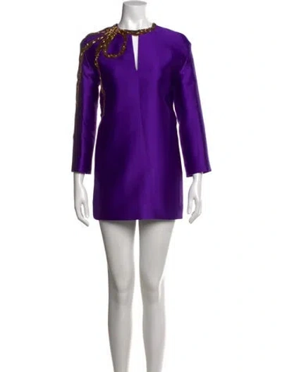 Pre-owned Valentino Virgin Wool Mini Dress In Purple