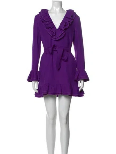Pre-owned Valentino Virgin Wool Mini Dress In Purple