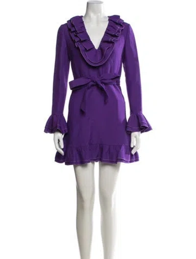 Pre-owned Valentino Virgin Wool Mini Dress In Purple