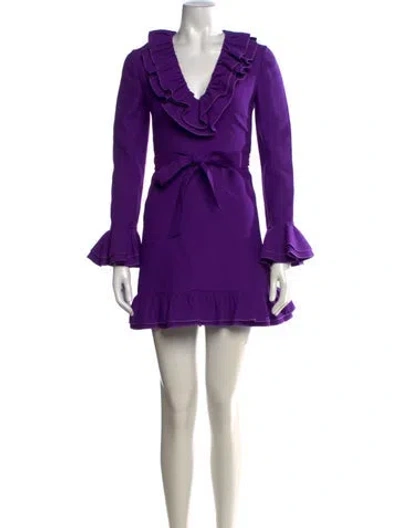 Pre-owned Valentino Virgin Wool Mini Dress In Purple
