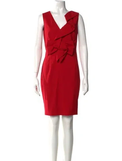 Pre-owned Valentino Virgin Wool Mini Dress In Red