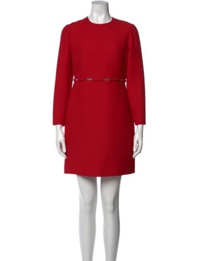 Pre-owned Valentino Virgin Wool Mini Dress In Red