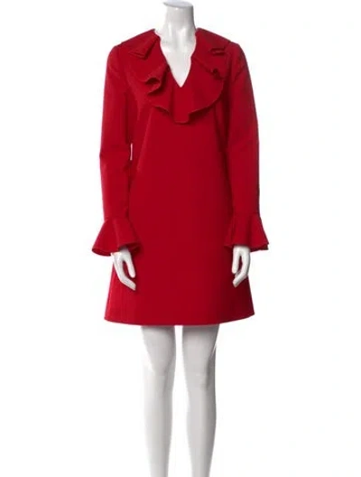 Pre-owned Valentino Virgin Wool Mini Dress In Red
