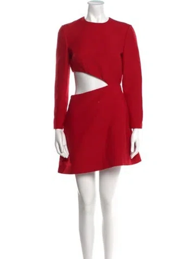 Pre-owned Valentino Virgin Wool Mini Dress In Red