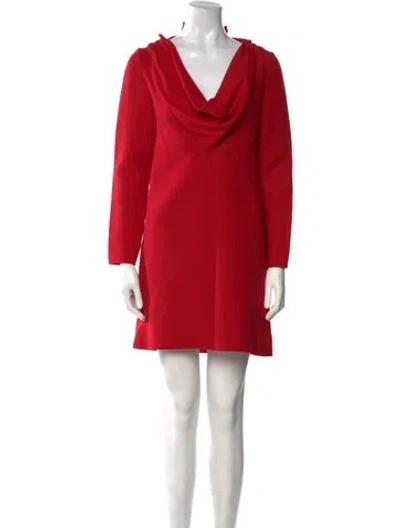 Pre-owned Valentino Virgin Wool Mini Dress In Red