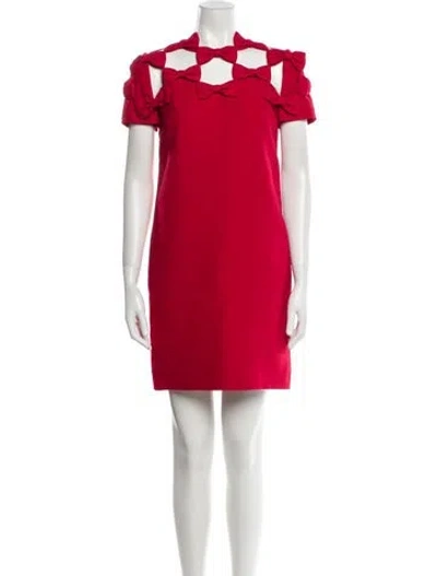 Pre-owned Valentino Virgin Wool Mini Dress In Red