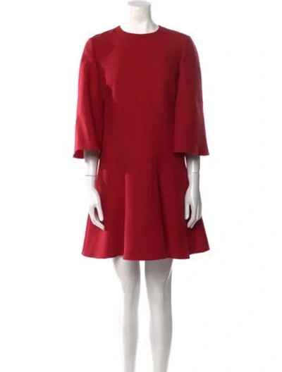 Pre-owned Valentino Virgin Wool Mini Dress In Red