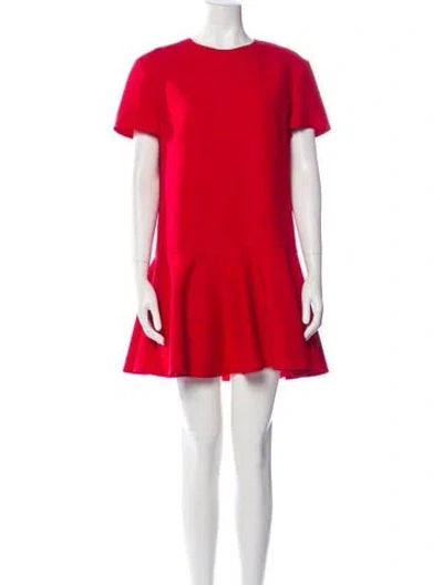 Pre-owned Valentino Virgin Wool Mini Dress In Red