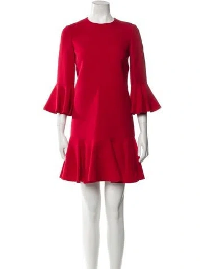 Pre-owned Valentino Virgin Wool Mini Dress In Red