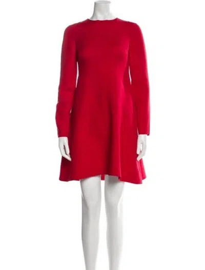 Pre-owned Valentino Virgin Wool Mini Dress In Red