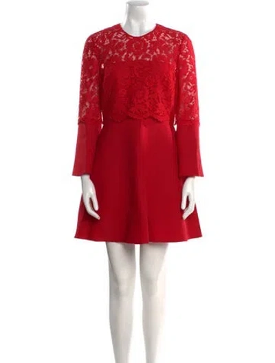 Pre-owned Valentino Virgin Wool Mini Dress In Red
