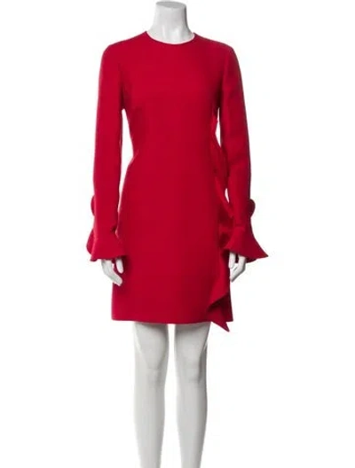 Pre-owned Valentino Virgin Wool Mini Dress In Red