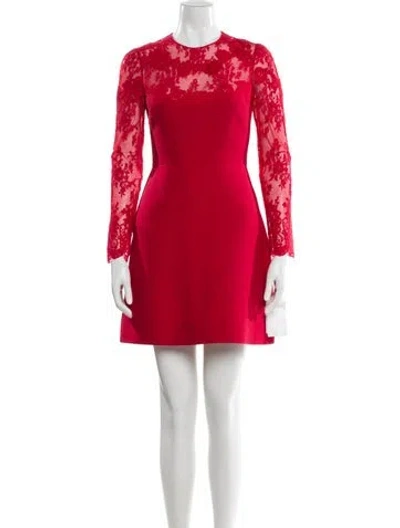 Pre-owned Valentino Virgin Wool Mini Dress In Red