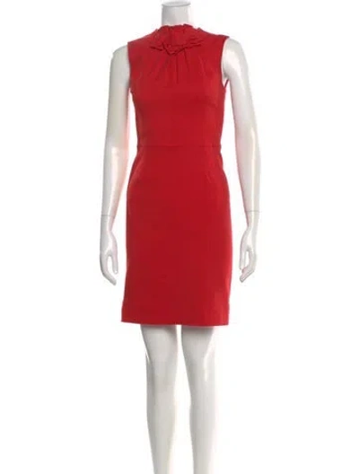 Pre-owned Valentino Virgin Wool Mini Dress In Red