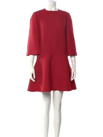 Pre-owned Valentino Virgin Wool Mini Dress In Red