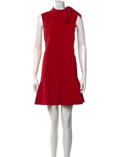 Pre-owned Valentino Virgin Wool Mini Dress In Red