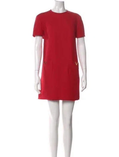 Pre-owned Valentino Virgin Wool Mini Dress In Red