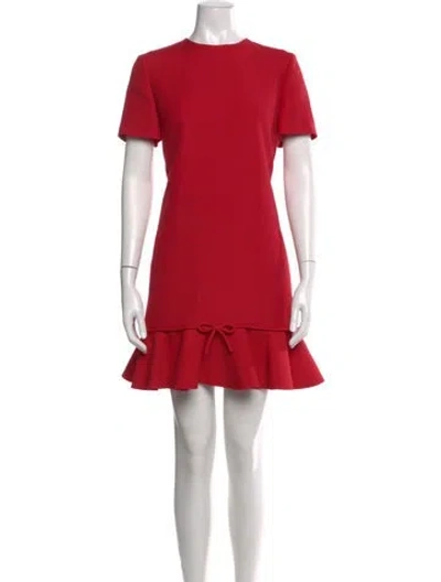 Pre-owned Valentino Virgin Wool Mini Dress In Red