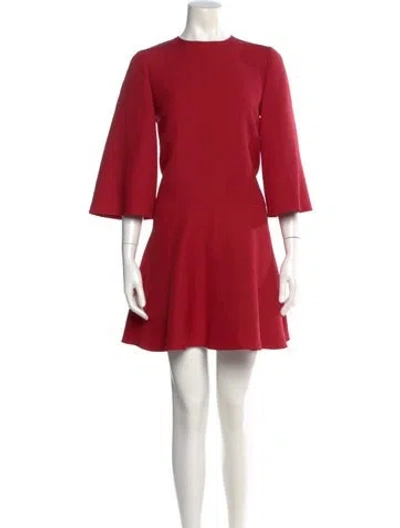 Pre-owned Valentino Virgin Wool Mini Dress In Red