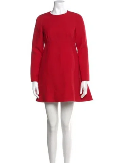 Pre-owned Valentino Virgin Wool Mini Dress In Red