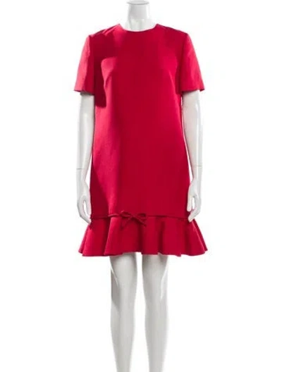 Pre-owned Valentino Virgin Wool Mini Dress In Red