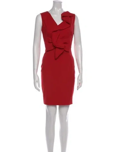 Pre-owned Valentino Virgin Wool Mini Dress In Red