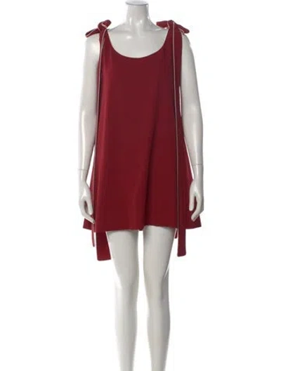 Pre-owned Valentino Virgin Wool Mini Dress In Red