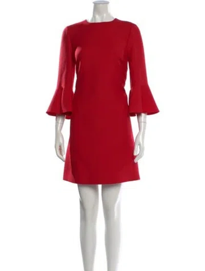 Pre-owned Valentino Virgin Wool Mini Dress In Red
