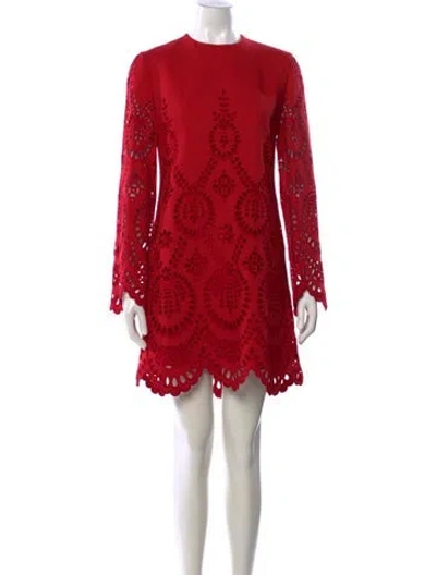 Pre-owned Valentino Virgin Wool Mini Dress In Red