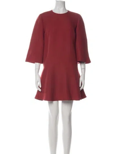 Pre-owned Valentino Virgin Wool Mini Dress In Red