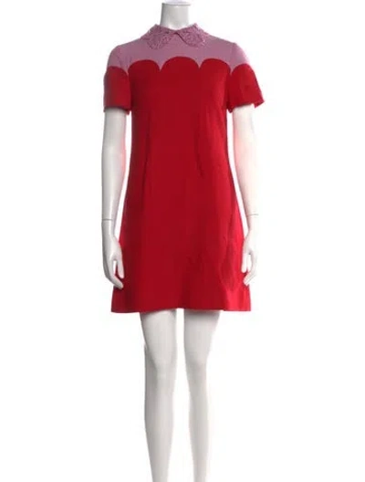 Pre-owned Valentino Virgin Wool Mini Dress In Red