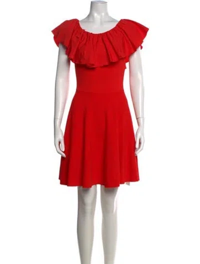 Pre-owned Valentino Virgin Wool Mini Dress In Red