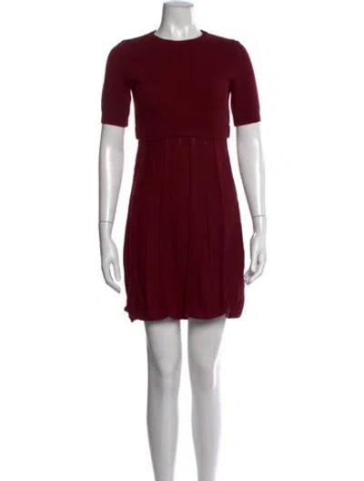 Pre-owned Valentino Virgin Wool Mini Dress In Red