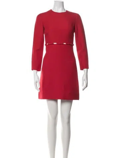 Pre-owned Valentino Virgin Wool Mini Dress In Red