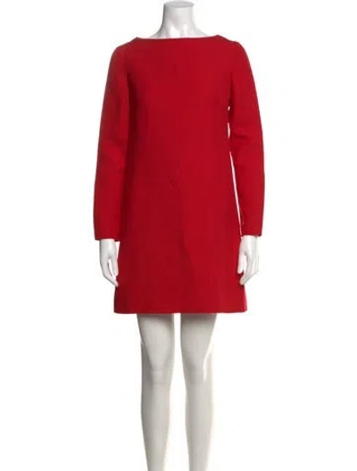 Pre-owned Valentino Virgin Wool Mini Dress In Red